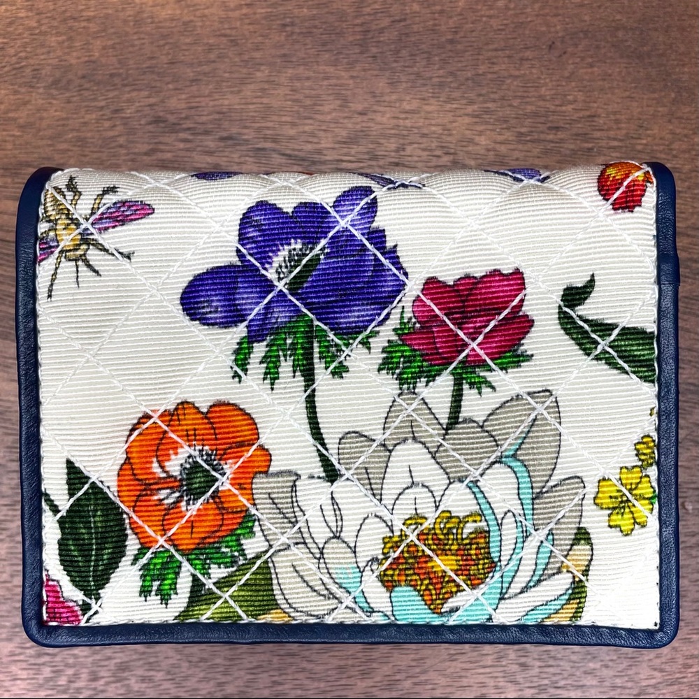 Gucci Blue Floral Quilted Bi-Fold Wallet 536353 - Picture 2 of 16